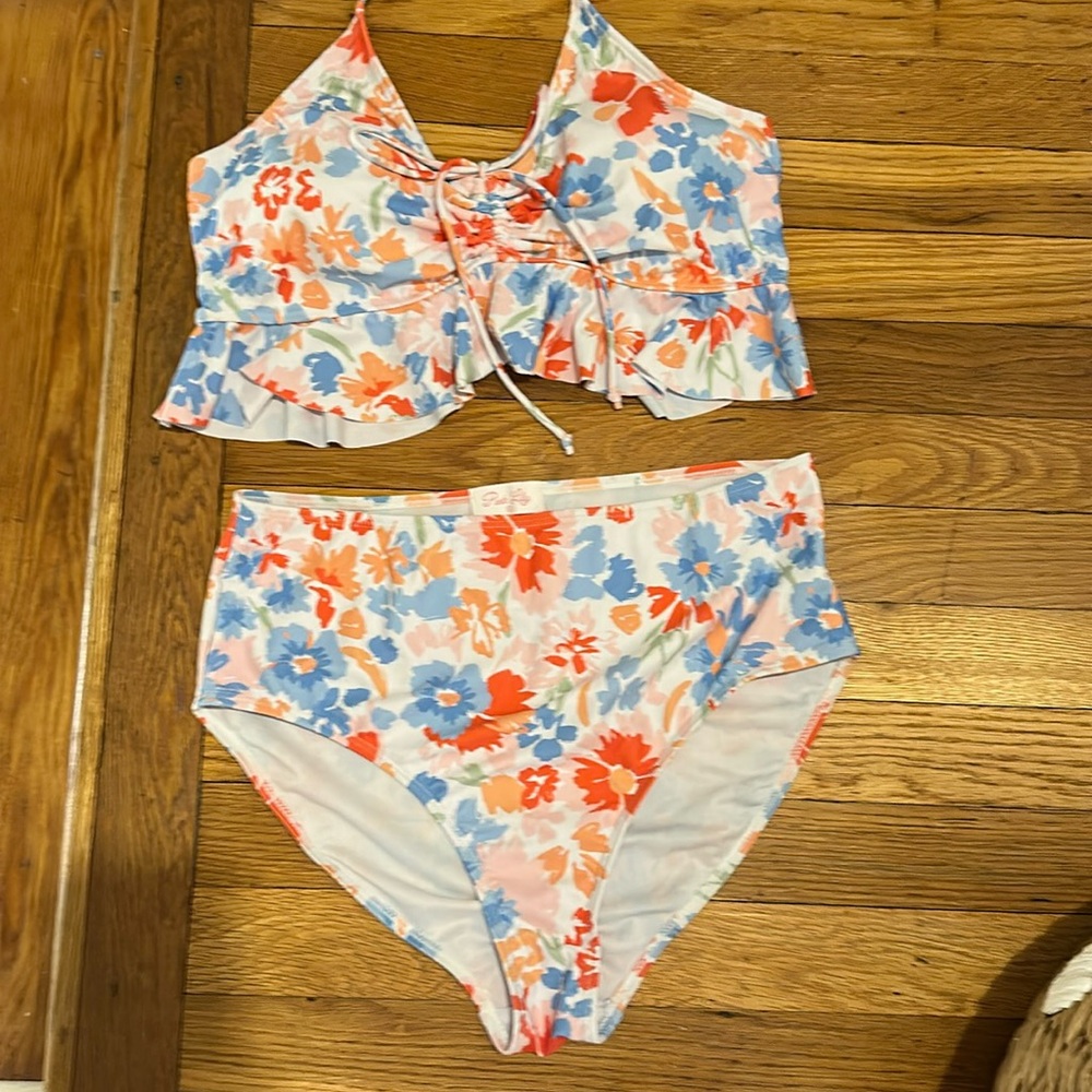 Pink lily size M swim suit